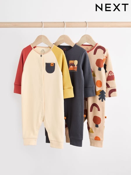 Brown/Khaki Baby Footless Sleepsuits 3 Pack (0mths-3yrs) (B12453) | € 18 - € 21