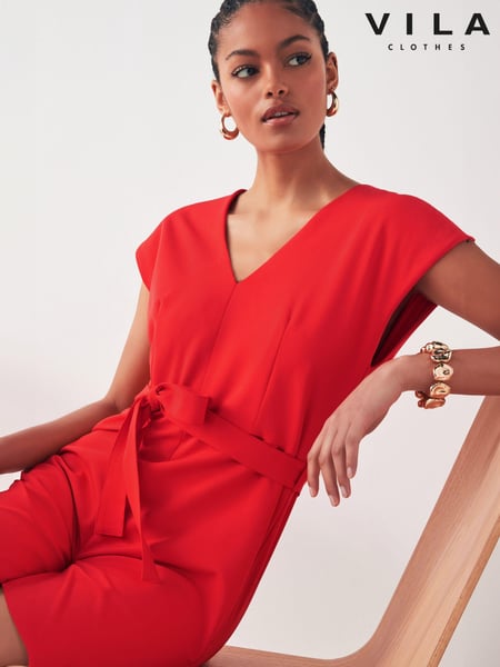 VILA Red Tie Waist Smart Jumpsuit (B15673) | € 50