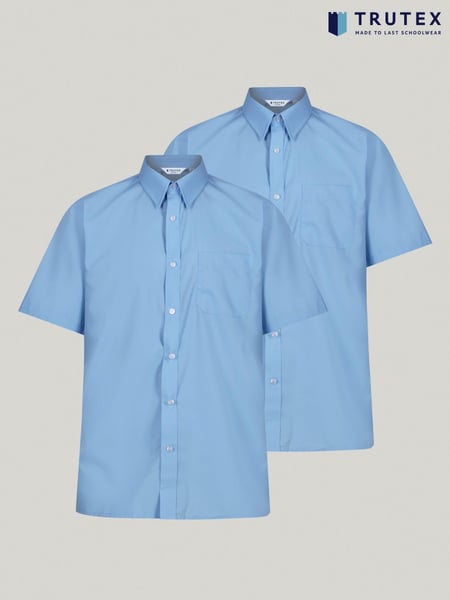 Trutex Blue Regular Fit Short Sleeve 2 Pack School Shirts (B16216) | € 34 - € 37