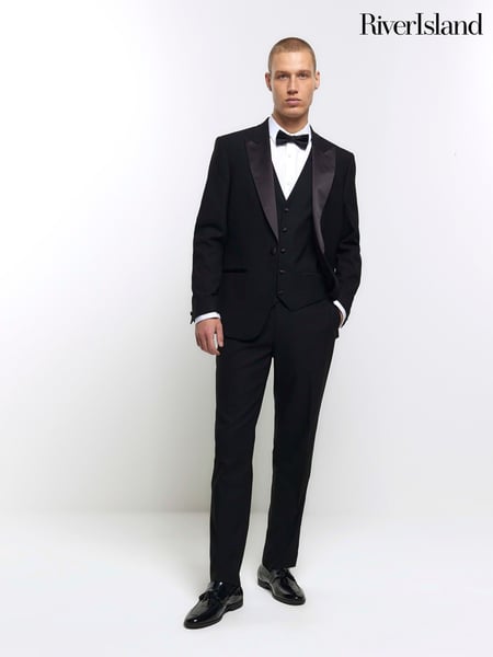 River Island Black Ground Plain Slim Trousers (B16639) | € 70
