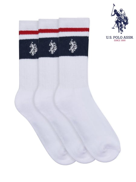 U.S. Polo Assn. White Brand Stripe Sports 100% Cotton Socks 3 Pack (B16812) | € 23