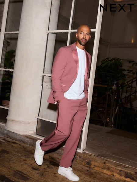 Pink Slim Fit Tuxedo Suit Trousers (B16937) | € 60