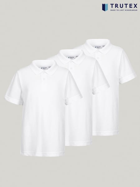 Trutex Unisex White 3 Pack Short Sleeve School Polo Shirts (B17084) | € 31 - € 44