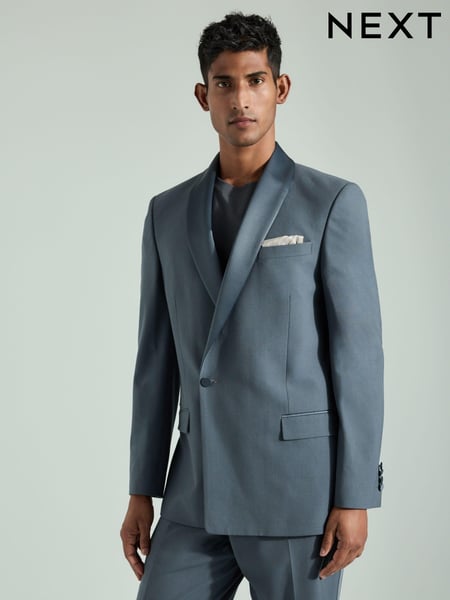 Mid Blue Slim Fit Shawl Lapel Tuxedo Suit Jacket (B17416) | € 118