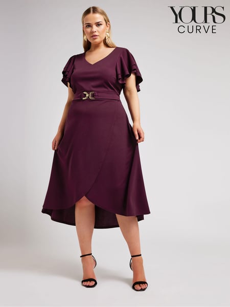 Yours Curve Purple London Buckle Dipped Hem Midi Dress (B21086) | € 83