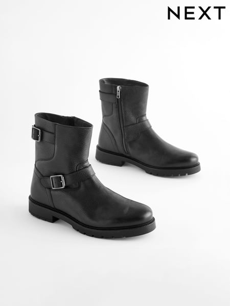 Schwarz - Leather Biker Boots (B21606) | 50 €