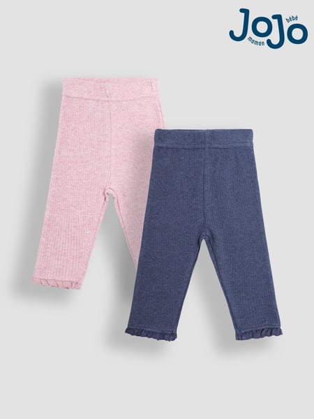 JoJo Maman Bébé Pink 2-Pack Rib Leggings (B21853) | € 29 - € 34