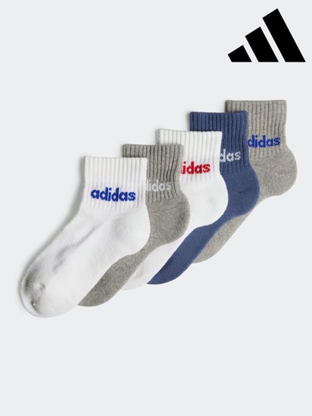 adidas Blue/Grey Kids Linear Ankle Socks 5 Pairs (B21857) | € 16
