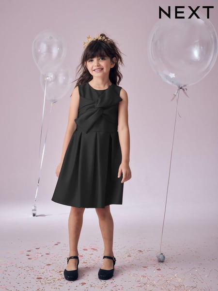 Black Scuba Bow Occasion Dress (1.5-16yrs) (B22499) | € 21 - € 30