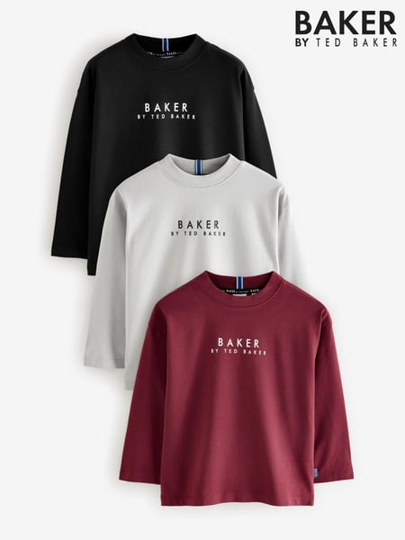 Baker by Ted Baker Multi 100% Cotton Long Sleeve T-Shirts 3 Pack (B22537) | € 47 - € 56