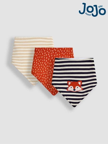 JoJo Maman Bébé Navy Fox Dribble Bibs 3 Pack (B22640) | € 19
