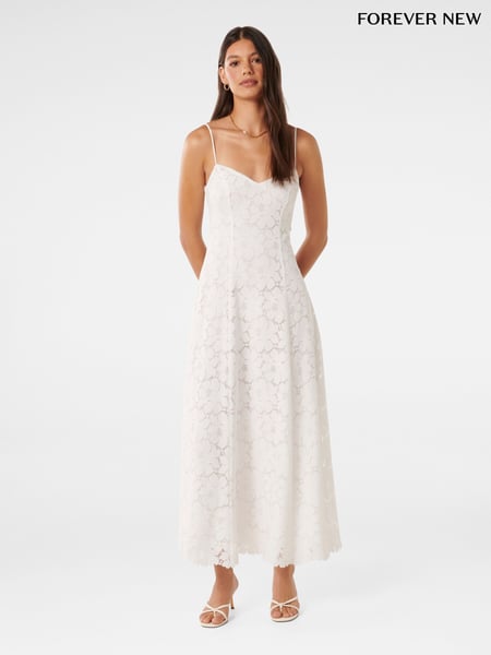Forever New White Vivienne Lace Longline Dress (B22711) | € 39