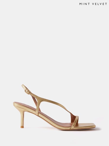 Mint Velvet Gold Minimalist Kitten Heels (B23808) | € 186