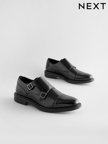 Black Double Monk Shoes (B24185) | € 82
