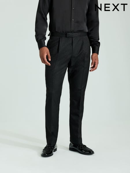 Black Tonal Jacquard Tuxedo Trousers (B24601) | € 33