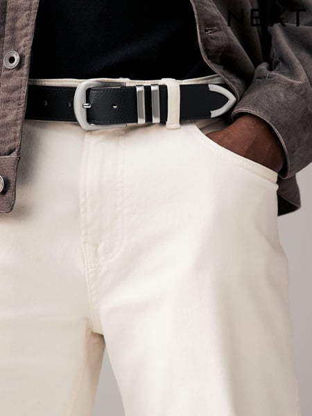 Black Faux Leather Western Buckle Belt (B24652) | € 15