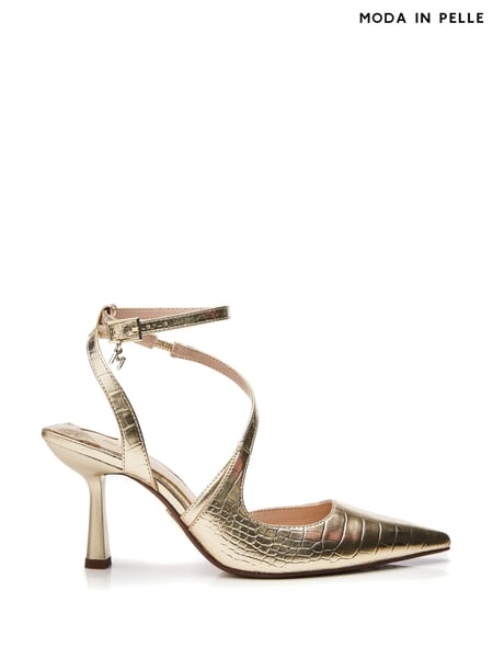 Moda in Pelle Gold Cyanna Kitten Heel Strappy Pointed Shoes (B25056) | € 27