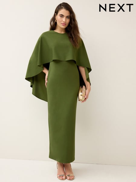 Olive Green Cape Maxi Dress (B25316) | € 105