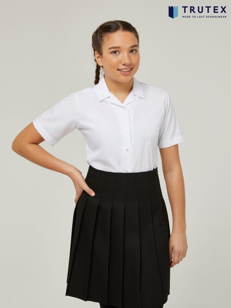Trutex White Revere Collar Regular Fit Short Sleeve 2 Pack School Shirts (B26462) | € 34 - € 37
