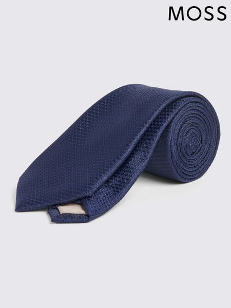 MOSS Dark Blue Textured Tie (B27175) | € 31