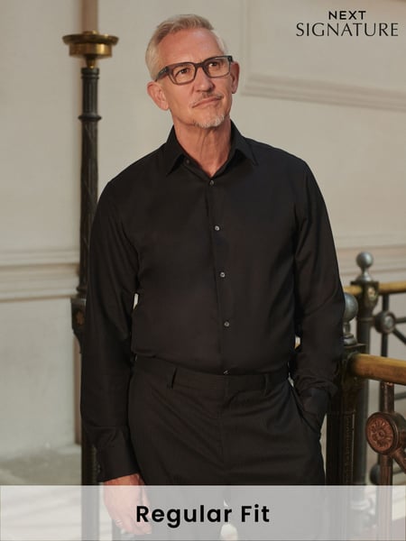 Black Regular Fit Signature Egytian 100% Egyptian Cotton Shirt (B27656) | € 67