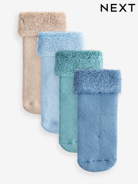 Blue Towelling Socks 4 Pack (0mths-2yrs) (B27923) | € 6