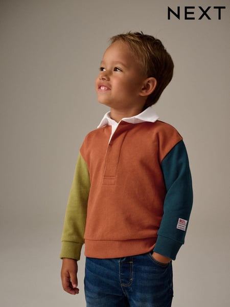 Green 100% Cotton Long Sleeve Rugby Polo Shirt (3mths-7yrs) (B27983) | € 9 - € 11