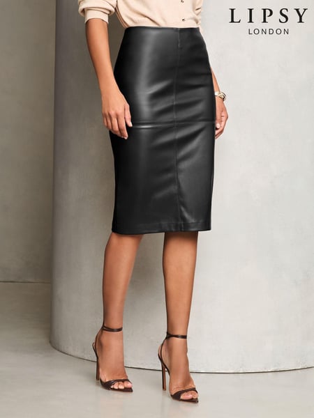 Lipsy Black Petite Faux Leather Pencil Skirt (B28694) | € 37