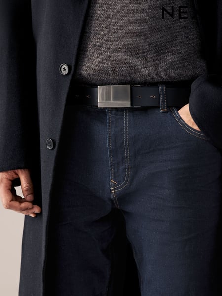 Black/Brown Reversible Plaque Leather Belt (B29340) | € 30