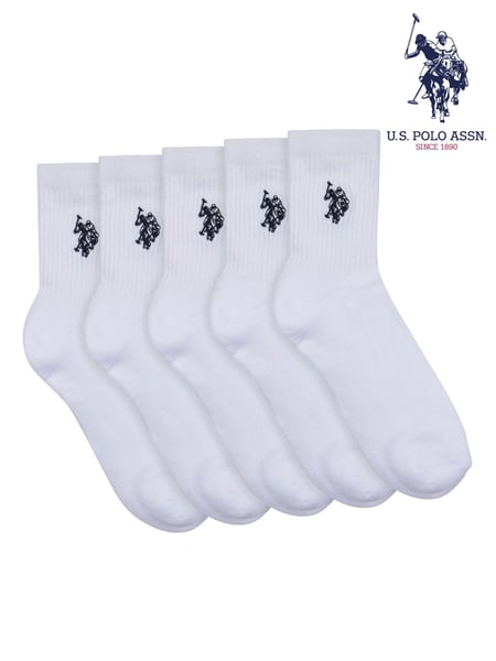 U.S. Polo Assn. White 100% Cotton Quarter Sports Socks 5 Pack (B29543) | € 23