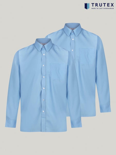 Trutex Blue Regular Fit Long Sleeve 2 Pack School Shirts (B29965) | € 34