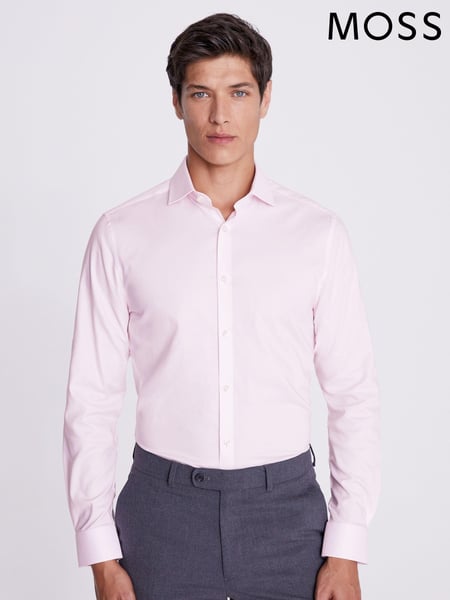 MOSS Light Pink Slim Dobby Stretch Shirt (B30138) | € 62