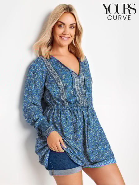 Yours Curve Blue Tiered Blouse (B30552) | € 45