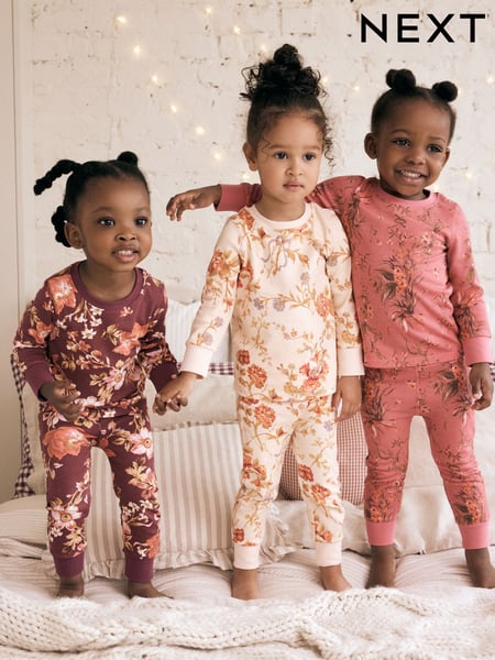 Pink/Purple/Cream Floral Snuggle Pyjamas 3 Pack (9mths-16yrs) (B30731) | € 37 - € 52