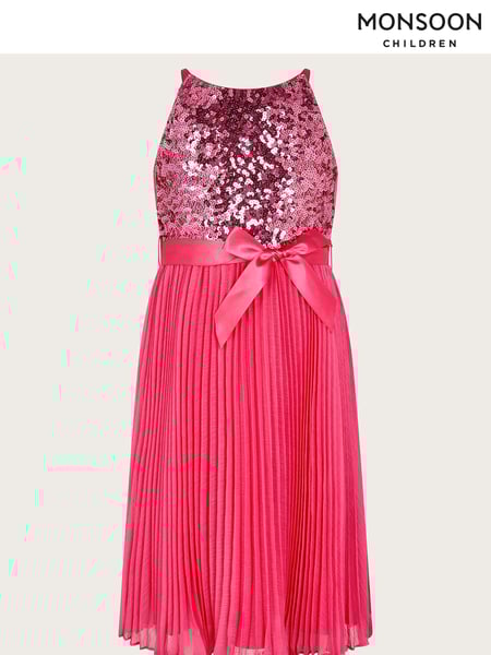 Monsoon Pink Sequin Pleated Truth Dress (B30742) | € 32 - € 35