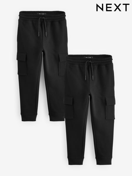 Black Slim Fit Slim Cargo Joggers 2 Pack (3-16yrs) (B30828) | € 28 - € 40