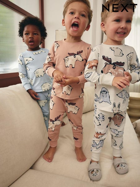 Multi Neutral 3 Pack Snuggle Pyjamas (9mths-10yrs) (B33882) | € 19 - € 24