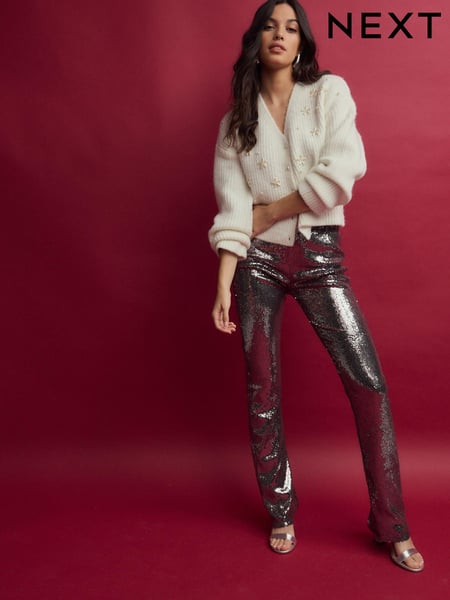 Pewter Grey Sequin Slim Trousers (B34223) | € 12