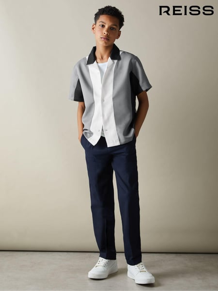 Reiss Blue Creed Textured Half Zip Polo Shirt (B34455) | € 59