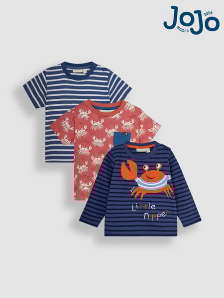 JoJo Maman Bébé Navy Blue Crab Tops 3 Pack (B34667) | € 46