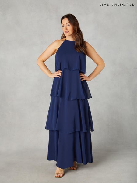 Live Unlimited Blue Curve Petite Ruffle Tiered Maxi Dress (B34877) | € 100