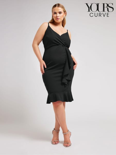 Yours Curve Black London Ruffle Wrap Dress (B35004) | € 73
