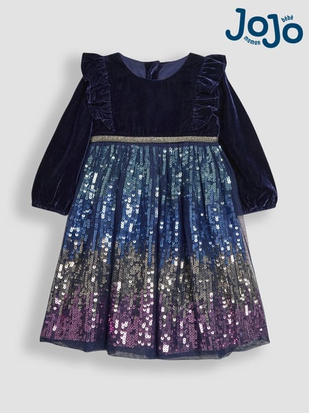JoJo Maman Bébé Navy Blue Sequin Party Dress (B35556) | € 72 - € 81