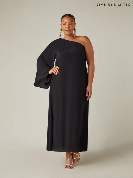 Live Unlimited Black Curve One Shoulder Maxi Dress (B36025) | € 78