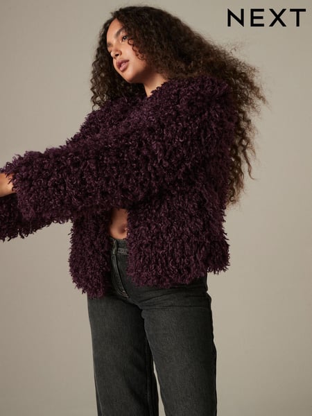 Burgundy Red Short Faux Fur Jacket (B36222) | € 66