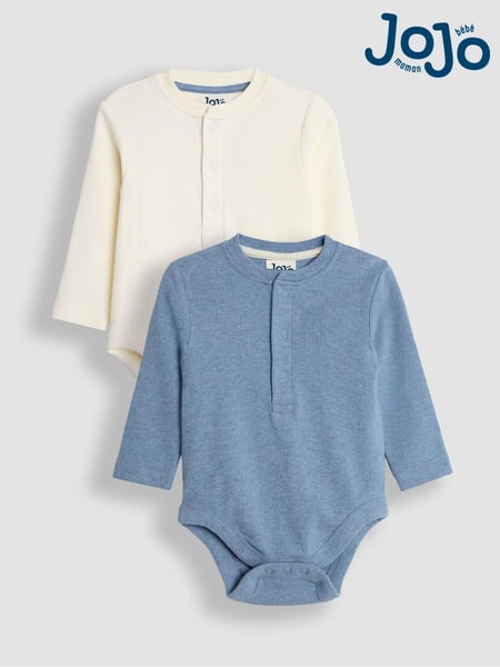 JoJo Maman Bébé Blue Ribbed Bodies 2 Pack (B36334) | € 35