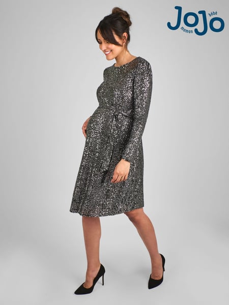 JoJo Maman Bébé Silver Sequin Shift High Neck Maternity Mini Dress (B36613) | € 95