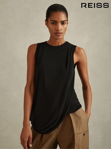 Reiss Black Elva Draped Layered Top (B37457) | € 153