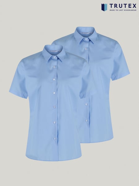 Trutex Blue Regular Fit Short Sleeve 2 Pack School Shirts (B38088) | € 34 - € 37