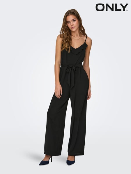 ONLY Black Ruffle Cami Tie Front Jumpsuit (B38835) | € 22